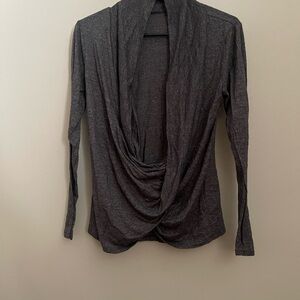 Elegant Charcoal Drape Front Top